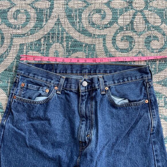 Levi's 505 Dark Wash Regular Fit Straight Leg Jeans Men's - Size 36 - Picture 10 of 12